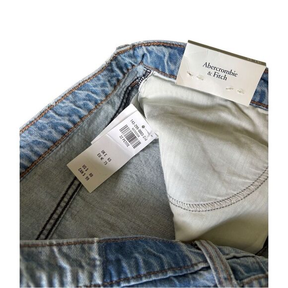 NEW Abercrombie & Fitch High Rise Denim Skirt size 14 Petite Light Wash Blue - Picture 4 of 11